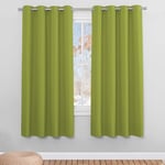 PONY DANCE Rideau et Draperies avec Oeillets Décoration de Fenêtre Isolation Thermique pour Cuisine & Maison Économie D'énergie, L 140 sur H 175 cm, Vert Frais, 2 Pcs