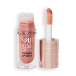 Revolution, Pout Bomb Gloss Scintillant, Gloss Lèvres Ultra Brillant avec Acide Hyaluronique & Parfum Vanille, Glimmer Nude