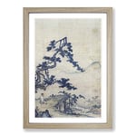 Big Box Art Viewing The Moon by Ma Yuan Framed Wall Art Picture Print Ready to Hang, Oak A2 (62 x 45 cm)