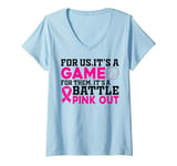 Womens Game & Battle Pink out Breast Cancer Awareness Month costume V-Neck T-Shirt