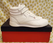 Reebok Freestyle Hi Tops Trainers White Size UK 5.5uk Girl's Women's Brand New