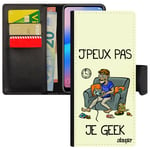 Coque Samsung Note 20 simili cuir à rabat porte cartes j'peux pas je geek case je humoristique jpeux play jeux video gamer 4G galaxy