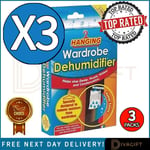 HANGING WARDROBE DEHUMIDIFIER BAGS CONDENSATION MOULD DAMP TRAPS FOR HOME x3