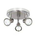 Plafonnier spot 3 lumières GU10 10W GoodHome Aphroditus nickel H.14 x Ø19 cm