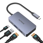 Concentrateur USB C, Station d'accueil Sutoug, Adaptateur USB C 4 en 1 avec Deux Ports HDMI 4K, Port d'alimentation 100 W, Port de données USB A 3.0 5 Gbit/s Compatible avec MacBook Pro/Air