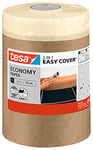 tesa Easy Cover UNIVERSAL Paper - 2in1 painter's masking paper with self-adhesive masking tape for painting and renovations - 20 m x 15 cm, Brown