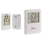 Otio - Thermomètre int/ext sans fil Blanc & Thermomètre/Hygromètre intérieur magnétique Blanc