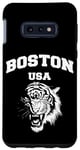 Coque pour Galaxy S10e Boston Massachusetts Illustration With Wild Graphic Tiger