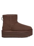 UGG Classic Mini Platform Ankle Boots - Burnt Cedar, Brown, Size 5, Women