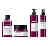 L'Oréal Professionnel, Routine Complète pour Cheveux Ondulés / Bouclés / Frisés, Crème Lavante + Masque Hydratant + Gelée Coiffante + Mousse Sans Alcool