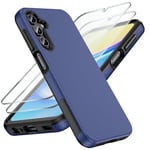 Doeshine for Samsung Galaxy A15 Phone Case - Dual Layer Shockproof Drop Protection Case, with 2-Pack HD Screen Protector, Slim Fit Non-Slip Stylish Texture Shockproof Phone Protective Cover (Blue)