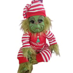 Jul Grinch Latex Plyschdocka Reborn Baby Grinch Gosedjur Julgåva Es-WELLNGS Striped