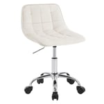 WOLTU Chaise Bureau, Tabouret Coiffeuse, Tabouret avec Dossier, Chaise Velours Pivotante, Réglable en Hauteur, Assise Rembourrée, Crème, BS153cm