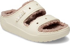 Crocs Womens Flat Sandals Classic Cozzzy Faux Fur Lined Slip On beige UK Size