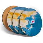 4 x Coasters  - Japan World Map Flag  #45439