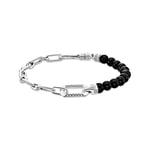 THOMAS SABO A2088-507-11-L19V Bracelet pour homme en argent sterling 925 noirci avec perles en onyx Noir Longueur 19 cm, 19 cm, Argent sterling, Pas de gemme