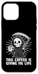 Coque pour iPhone 12 mini Ce café me donne vie à Grim Reaper Halloween