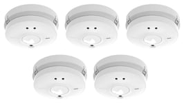 5 x FireAngel SW1-PF-T Mains Powered Optical Smoke Alarms with 9V Backup Battery