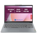 Lenovo IdeaPad Slim 3 16ABR8 - Ordinateur Portable 16'' WUXGA (AMD Ryzen 7 7730U, RAM 16Go, SSD 512Go, AMD Radeon Graphics, Windows 11 Home) Clavier AZERTY Français - Gris