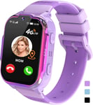 4g Montre Connectée Enfant 4g Gps Appel Vidéo Sos Podometre Marche Étanche Réveil Caméra Jeux Calculatrice Telephone Traceur Gps Enfant Tracker Bracelet Cadeaux- Fille Garcon 3-12 Ans