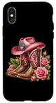 Coque pour iPhone X/XS Cowgirl Spirit Rose Chapeau Bottes Roses