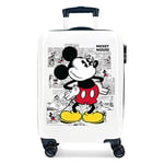 Disney Mickey COMIC Valise Trolley Cabine Bleu 38x55x20 cms Rigide ABS Serrure à combinaison 34L 2,6Kgs 4 roues doubles Bagage à main, Blanc