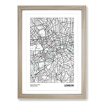 Big Box Art Map London UK Framed Wall Art Picture Print Ready to Hang, Oak A2 (62 x 45 cm)