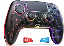 Manette Pour Ps4,Contrôleur Sans Fil Led Star Compatible Avec Ps4/Slim/Pro/Pc/Ios/Android/Switch,Lampe Rgb 9 Couleurs,Programmable/Turbo Boost/Wake Up/Motion Sensor -Star