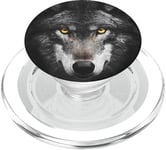 Wolf Lovers Black Wolf Wild Animal Lovers Wolf Illustration PopSockets PopGrip for MagSafe