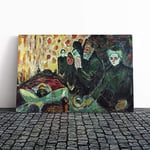 Big Box Art Canvas Print Wall Art Edvard Munch by The Deathbed | Mounted and Stretched Box Frame Picture | Home Decor for Kitchen, Living, Dining Room, Bedroom, Hallway, Multi-Colour, 30x20 Inch