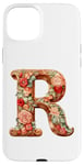 Coque pour iPhone 15 Plus Monogrammed Christmas Floral Initial R Gingerbread Letter R