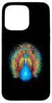 Coque pour iPhone 15 Pro Max Blue Peacock Print Teal Feathers Bird Lover Men Women