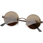 KANASTAL Lunettes de Soleil Homme Ronde Vintage Lunette de Soleil Femme Polarisée Rétro Classique Hippie Bronze Brun