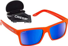 Cressi Bahia Floating Sunglasses Lunettes de Soleil de Sport Flottantes Polarisées Anti UV 100% Unisex-Adult, Orange/Verres Miroir Bleu, Taille Unique