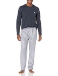 Emporio Armani Ensemble de Pyjama tissé pour Homme Yarn Dyed, Rayures Bleues irrégulières, L (Lot de 2)