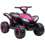 HOMCOM 12V Electric Quad Bikes for Kids Ride On Car ATV Toy for 3-5 Years Pink