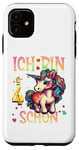 Coque pour iPhone 11 Kinder ich bin schon 4 anniversaire licorne 4 ans fille