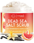 O Naturals Exfoliating Dead Sea Salt Grapefruit Essential Oil Face Body & Foot Scrub. w/Vanilla &. Hydrating Exfoliate Dead Skin, Men & Women Scrub 18oz