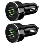 Chargeur de Voiture, Charge 3.0,48W 6A Double QC3.0 Adaptateur Voiture usb Compatible pour Galaxy S10 + Note 9, Xs Max