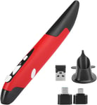 Pocket USB Computer Stylus, PC Parts Wireless 2.4G Mouse Pen-Type Adjustable 800/1200/1600 DPI Ergonomic Handwriting Smart Mouse for Laptop Laptop Tablet PC(Rouge)