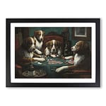 Big Box Art Dogs Playing Poker by Cassius Marcellus Coolidge Framed Wall Art Picture Print Ready to Hang, Black A2 (62 x 45 cm)