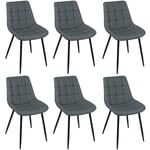 Dazhom - Lot de 6 Chaises de Salle à Manger en Simili Cuir Chaises de cuisine tapissées gris foncé