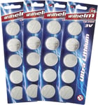 Lot de 20 piles bouton au lithium CR2450 3 V 600 mAh Ø 24,5 x 3,0 mm DL2450