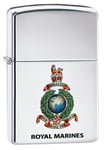 Zippo Unisex Royal Marines Official Crest Windproof Pocket Lighter - High Polish Chrome, One Size