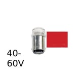 Röd LED signallampa T14x30 10lm Ba15d 0,4W 40-60V