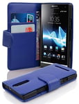 cadorabo Coque pour Sony Xperia S en Bleu CÉLESTE - Housse Protection en Similicuir Structuré avec Stand Horizontal et Fente Carte - Portefeuille Etui Poche Folio Case Cover