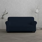 Italian Bed Linen “ Leslie” Sofa Cover, 95% Polyester + 5% Elastometer, Dark Blue, 2 Places