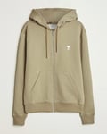 AMI Off White Heart Logo Full Zip Hoodie Beige