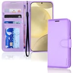 TECHGEAR Galaxy S24 Plus Leather Wallet Case, Flip Protective Case Cover with Wallet Card Holder, Stand and Wrist Strap - Violet PU Leather with Magnetic Closure Designed For Samsung S24+ / S24+ 5G