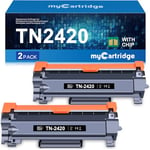 myCartridge Toner TN2420 Compatible Con Cartouche Brother TN-2420 TN-2410 pour Brother HL-L2375DW HL-L2350DW DCP-L2530DW DCP-L2550DN MFC-L2710DW HL-L2310D MFC-L2730DW L2750DW(2 Noir)